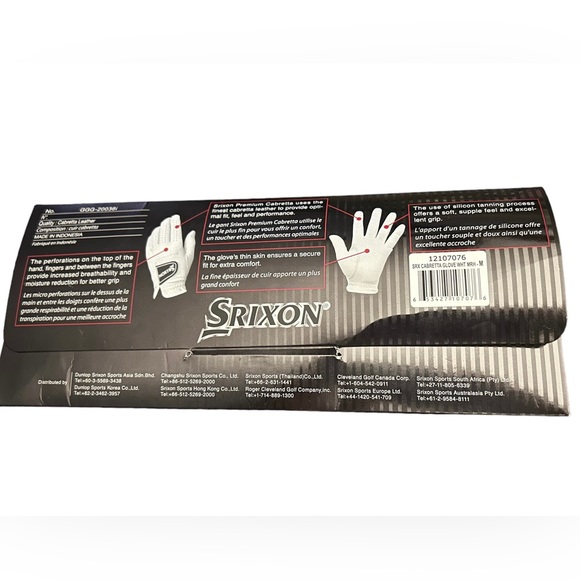 *NWT Srixon Cabretta Glove Men’s Medium Reg Right White Pull On Breathable - Picture 3 of 4